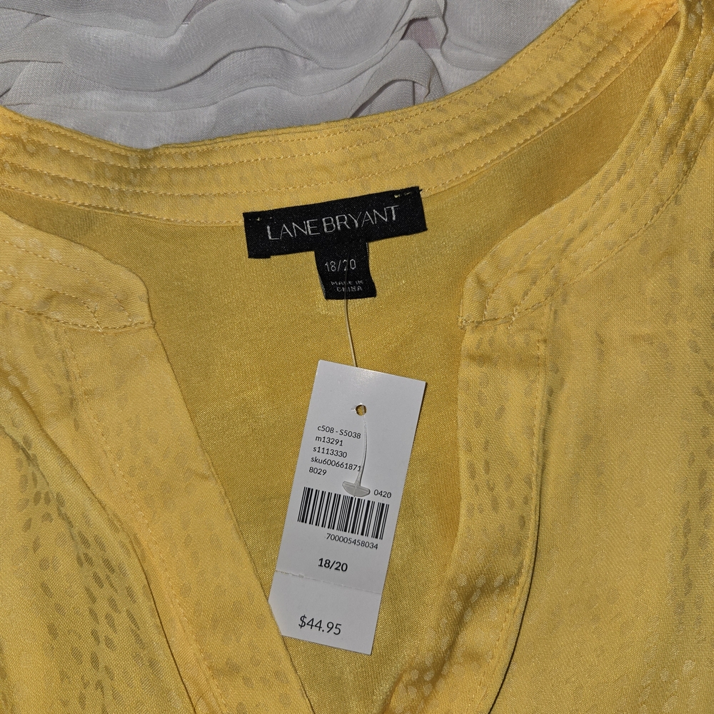 Lane Bryant Multicolored Short Sleeve Blouse with Mandarin Collar